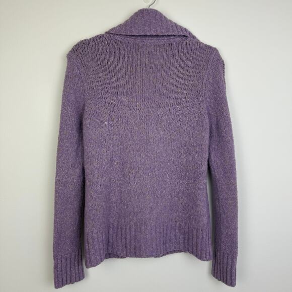 L.L. Bean Womens Long Sleeve Button-Up Acrylic Wool Blend Purple Sweater Small - Picture 2 of 10